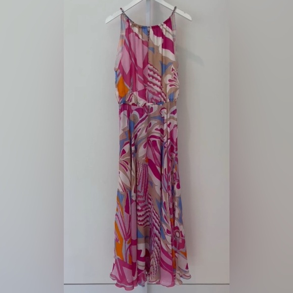 EMILIO PUCCI PINK MULTI MAXI SILK DRESS SIZE IT 40 / US 6 - Picture 4 of 17